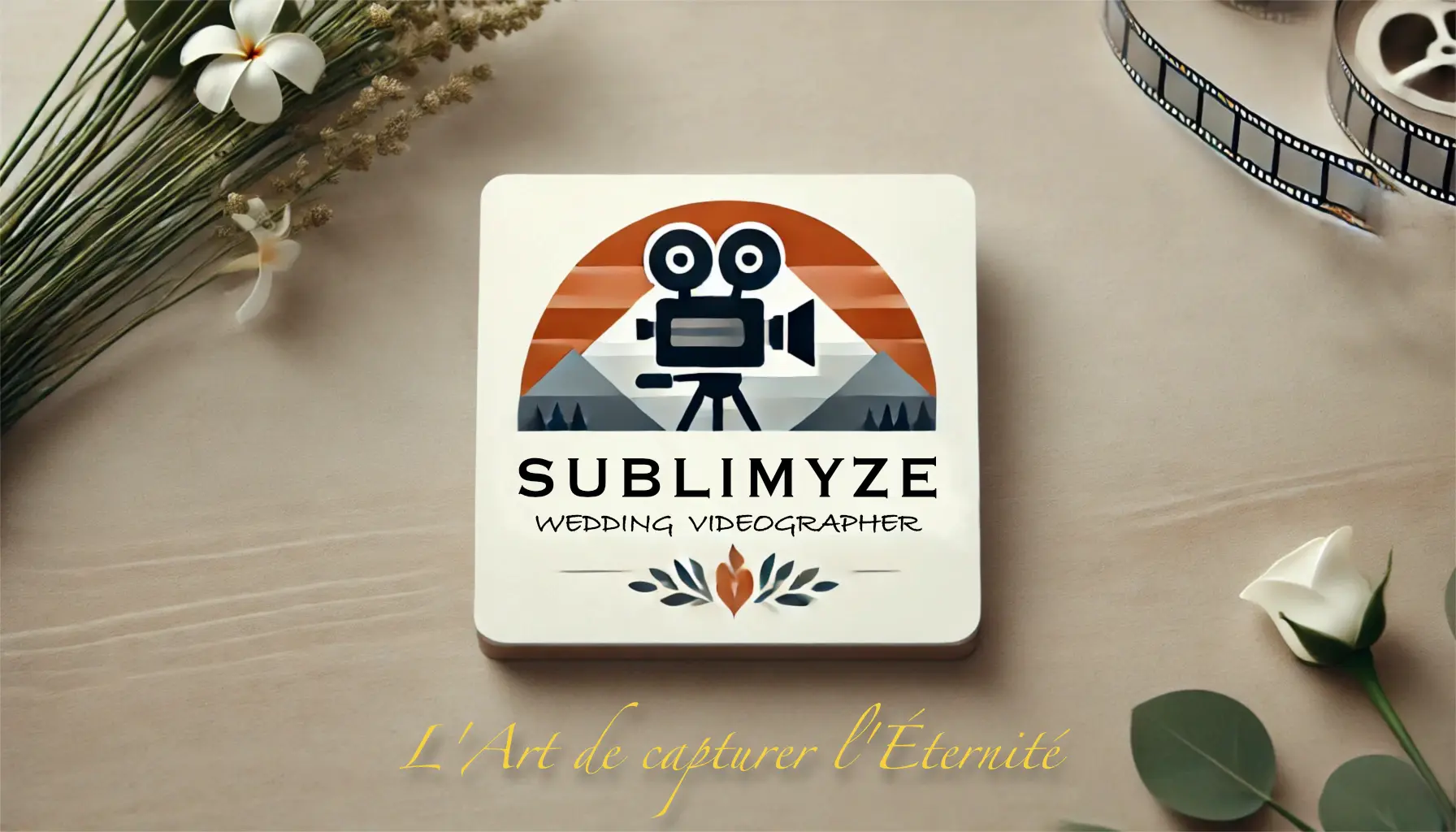 Logo de vidéaste mariage Sublimyze avec fleurs.